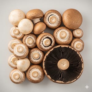 Button Mushrooms with Cremini and Portobello