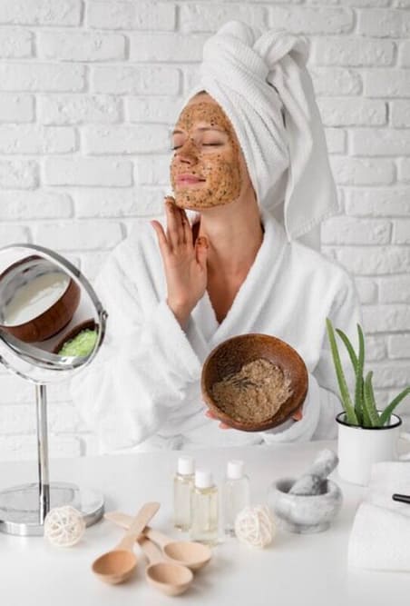 Girl doing her natural face mask at home