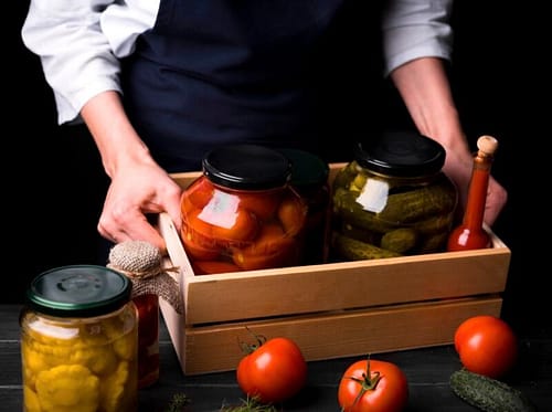 Fermented foods in big jars