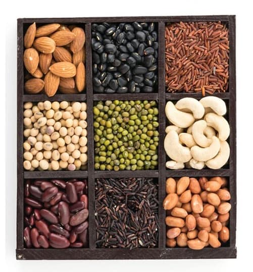 2C685305-888F-409E-8051-B888684EB66A Almond, whole grains and beans are high in Vitamin B7, Vitamin E and Keratin