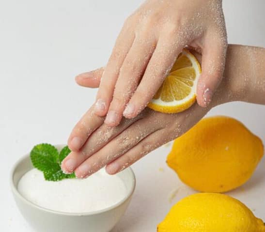 Lemon and salt hand scrub