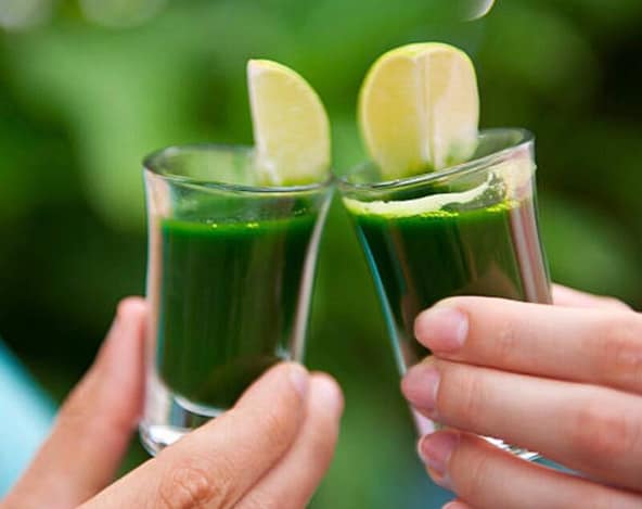 Toasting with wellness shots