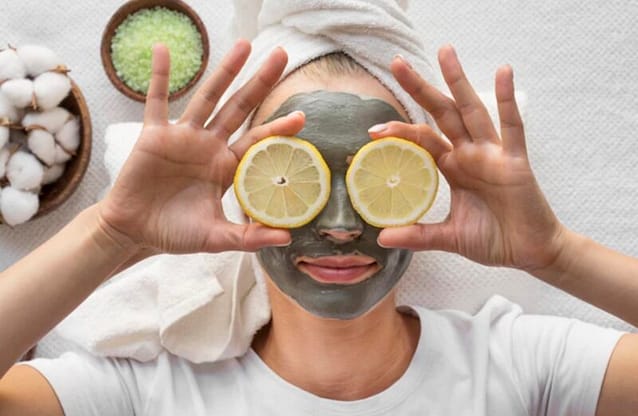 Woman with natural face mask