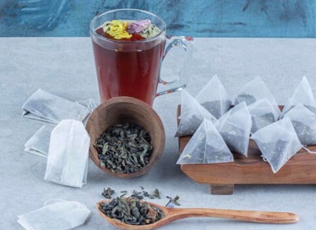 Organic tea and tea in tea bags