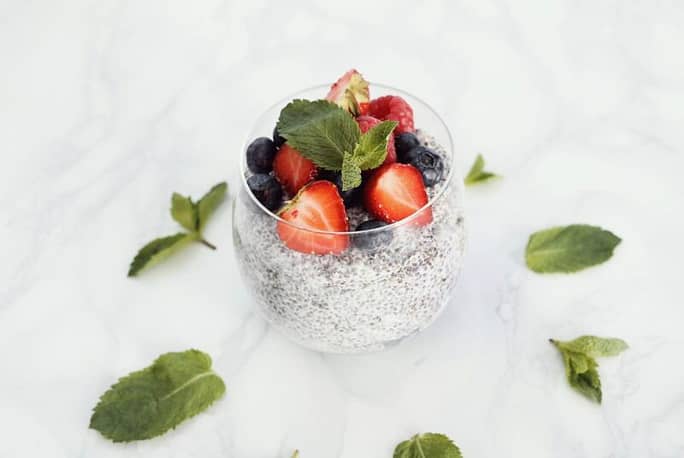 61B907E0-8AE5-4B0A-ABA3-56EFE6255F70 Yogurt with chia seeds and strawberries